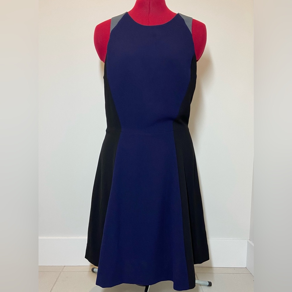 Banana Republic Colorblock A-Line Dress Black Blue Gray - Size 10